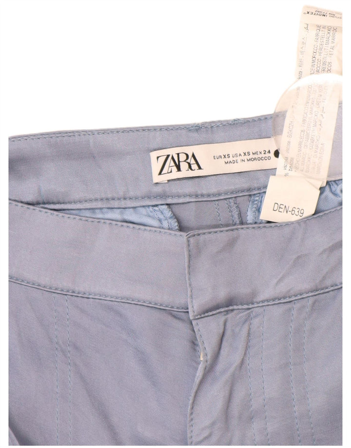 Pantalon Cargo Droit Femme ZARA XS W24 L30 Bleu Viscose