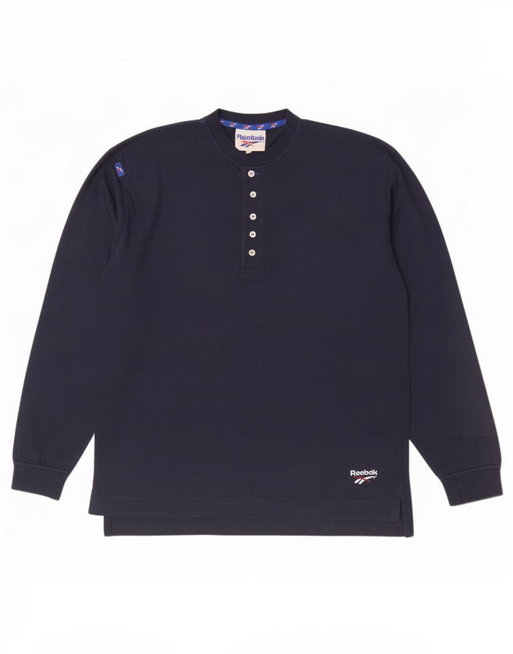 Reebok Haut à manches longues pour homme en coton bleu marine Small