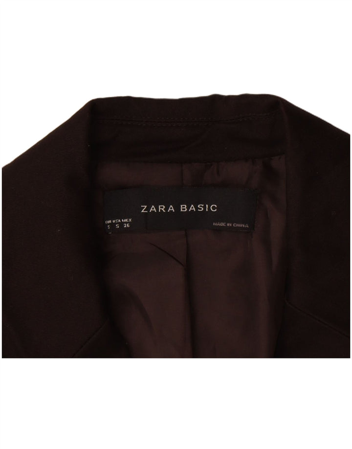 Zara Veste Blazer 1 Bouton Femme UK 10 Petit Coton Marron