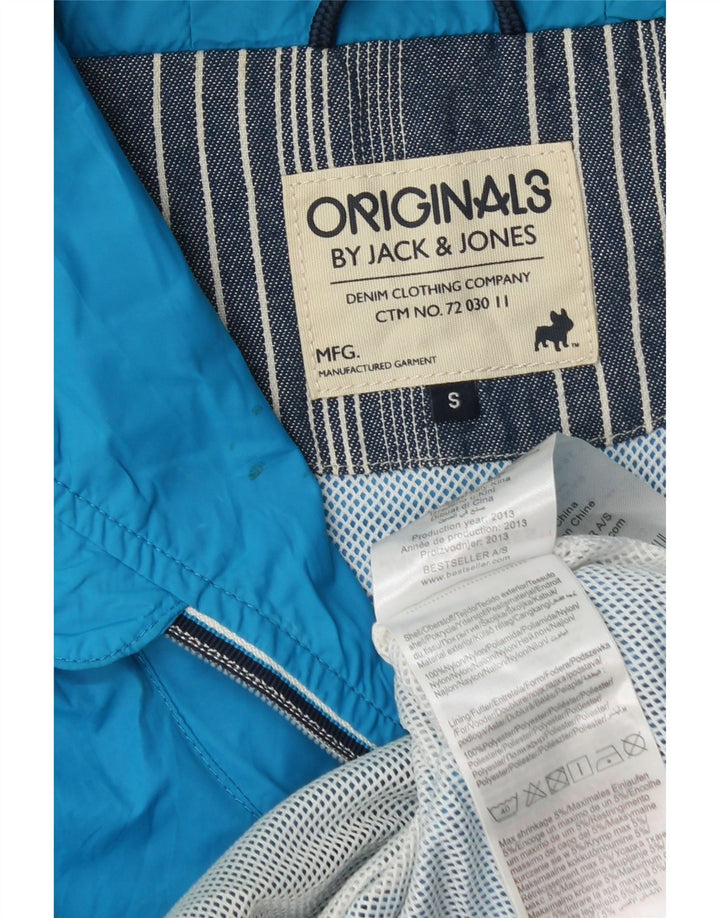 Jack & Jones Veste de pluie à capuche pour homme UK 36 Small Bleu Nylon