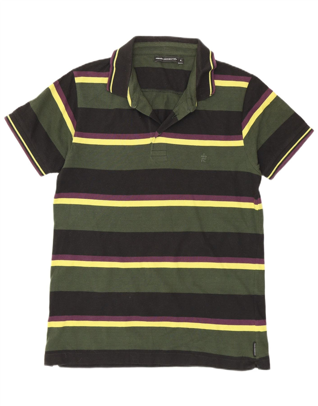 French Connection Polo Regular Fit Homme Vert Moyen Rayé en Coton