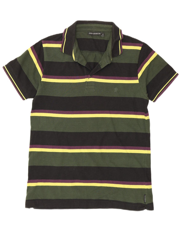French Connection Polo Regular Fit Homme Vert Moyen Rayé en Coton