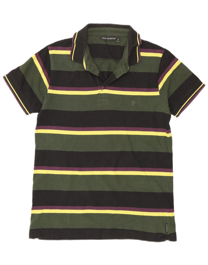 French Connection Polo Regular Fit Homme Vert Moyen Rayé en Coton