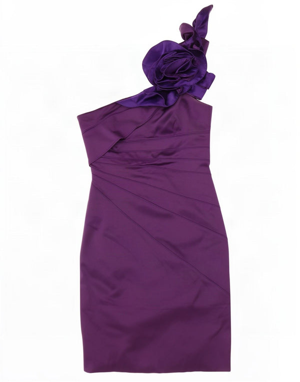 Karen Millen Robe asymétrique pour femme UK 14 Large Violet Colourblock