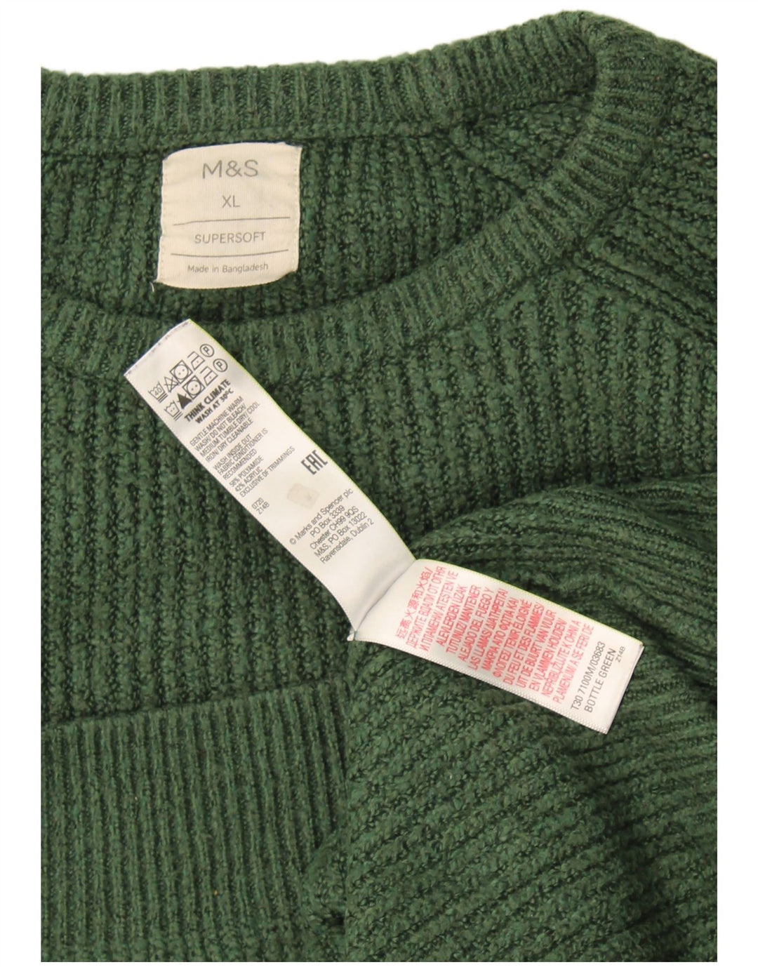 Marks & Spencer Pull Col Ras du Cou XL Homme Vert Polyamide