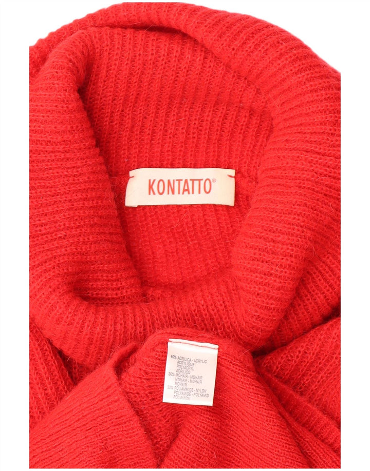 Kontatto Pull col roulé pour femme UK 12 Acrylique rouge moyen