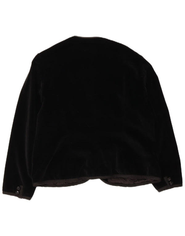 vintage Femmes 5 Bouton Velvet Blazer Veste UK 14 Moyen Noir