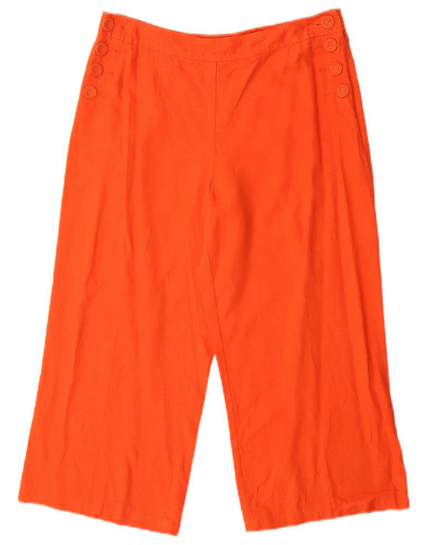 Marks & Spencer Pantalon Capri Femme UK 12 Moyen W30 L23 Lin Orange