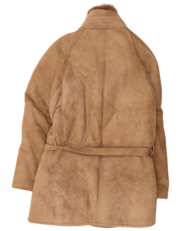 vintage Mens Shearling Overcoat IT 46 Petit Beige