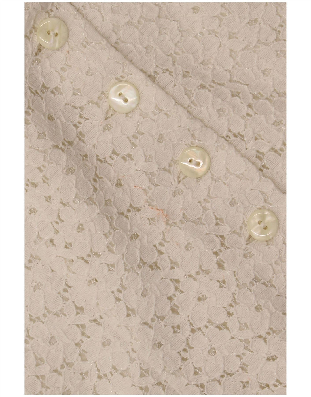 VINTAGE Femme Crop Chemise À Manches Courtes Blouse IT 46 Grand Blanc Cassé Floral