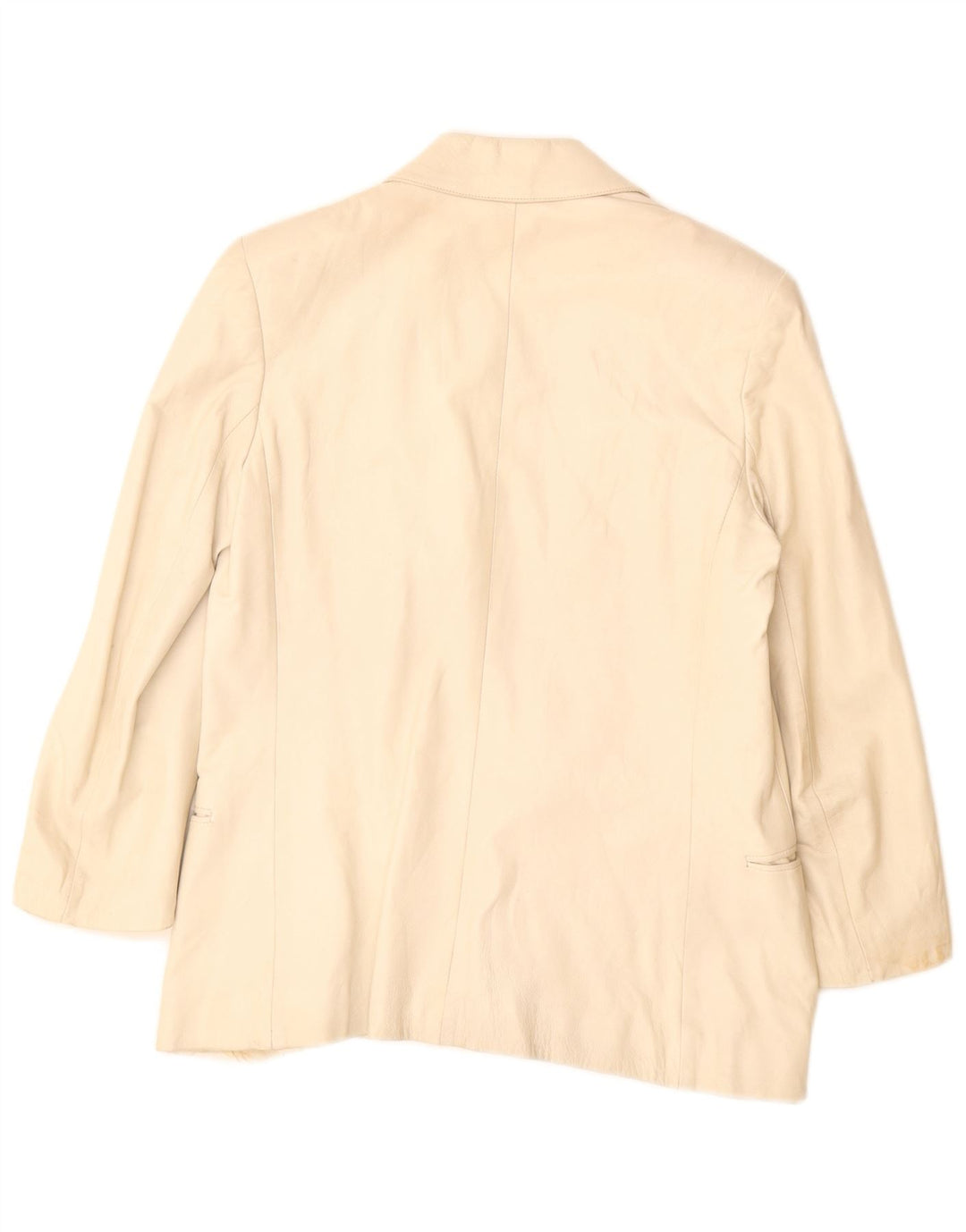 veste blazer en cuir double boutonnage vintage femme UK 12 Beige moyen