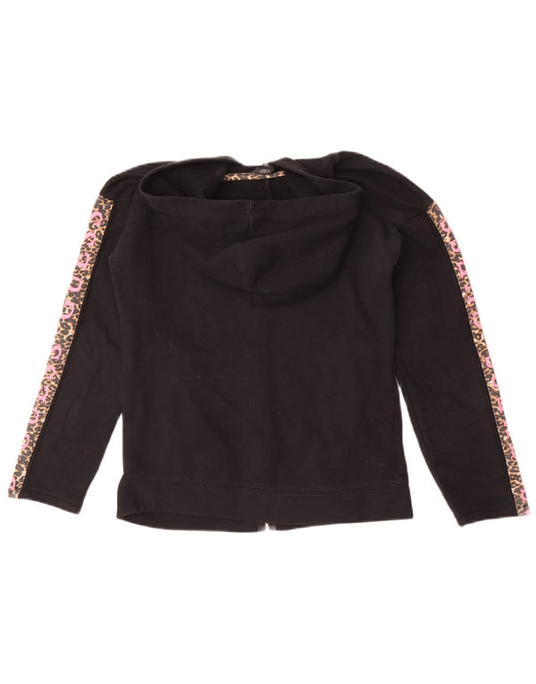 Guess Pull à capuche zippé graphique pour femme UK 6 XS Noir Imprimé Animal