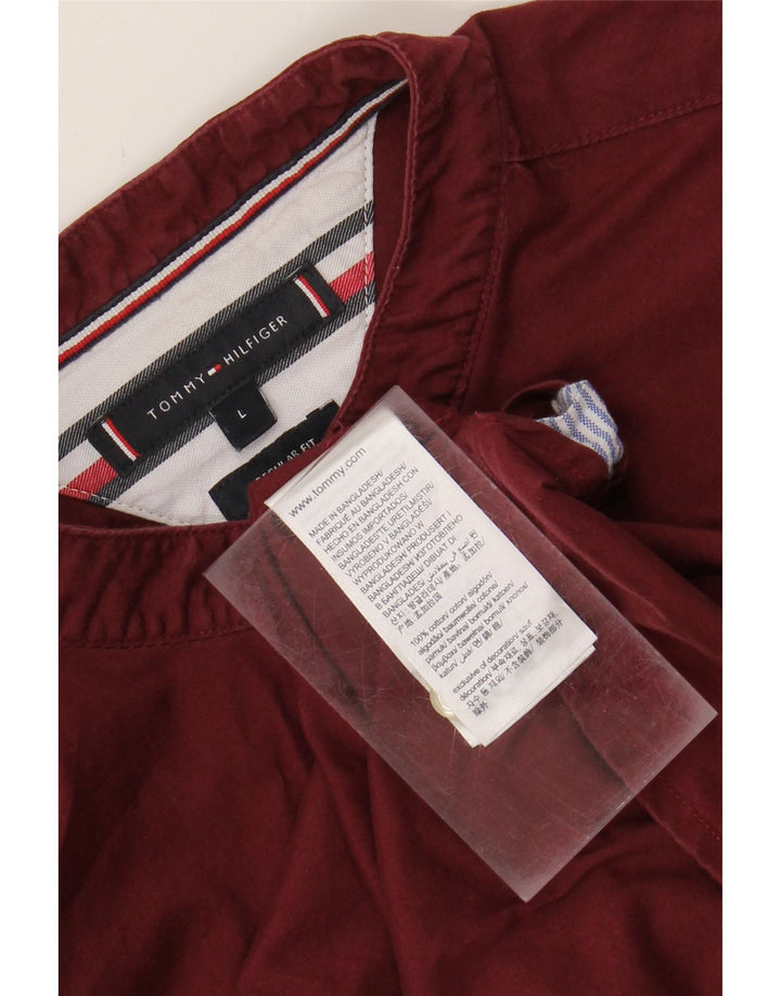 TOMMY HILFIGER Mens Regular Fit Shirt Large Maroon Cotton Vintage Tommy Hilfiger and Second-Hand Tommy Hilfiger from Messina Hembry 