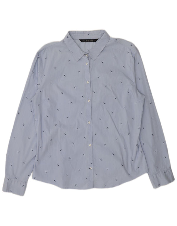 Zara Chemise à motif abstrait pour femme UK 18 XL Bleu