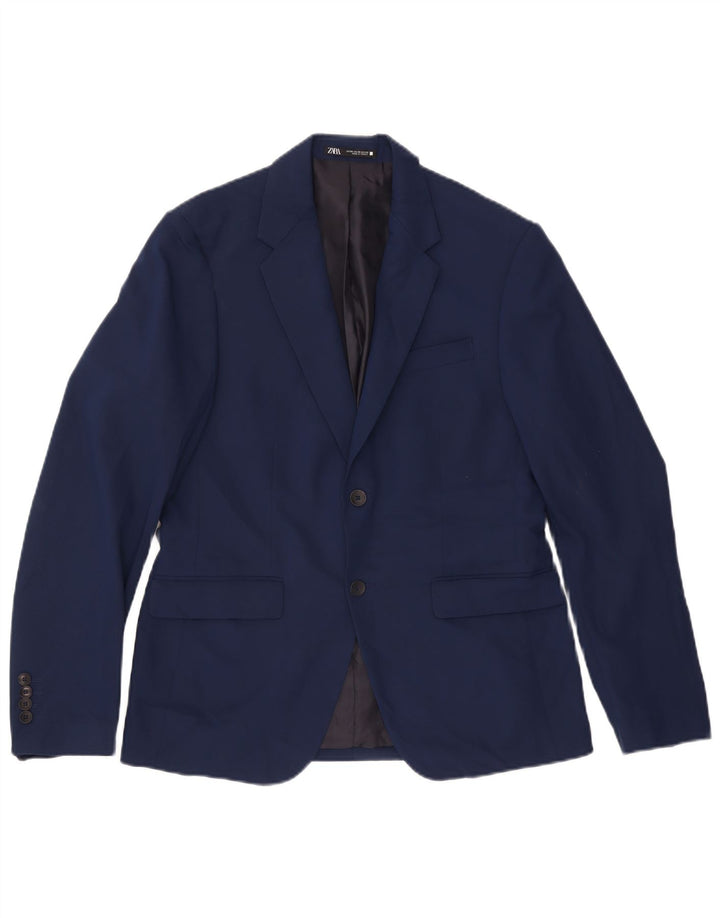 Zara Veste blazer à 2 boutons pour homme EU 50 Bleu marine moyen Polyester