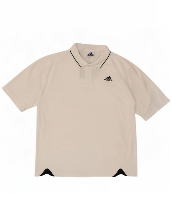 Adidas Polo Homme UK 44/46 Large Blanc Polyester