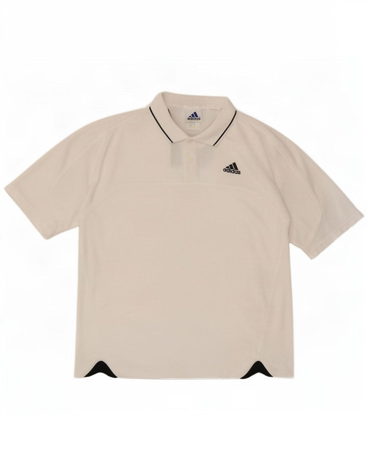Adidas Polo Homme UK 44/46 Large Blanc Polyester