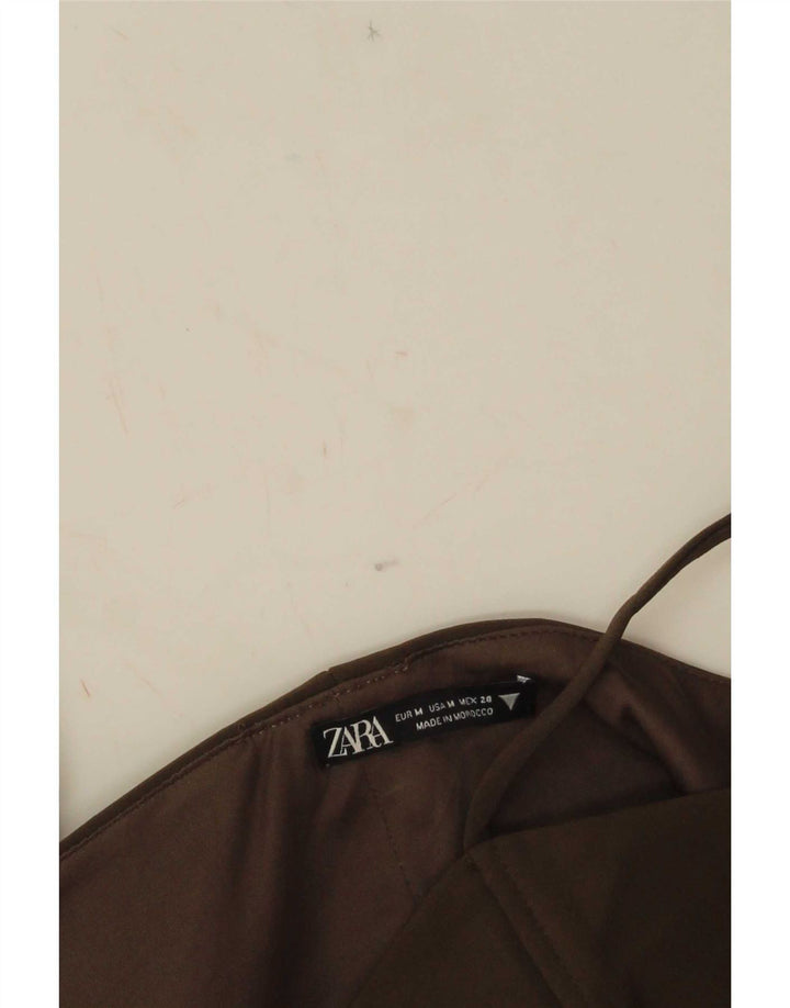 Zara Womens Crop Cami Top UK 12 Marron Moyen
