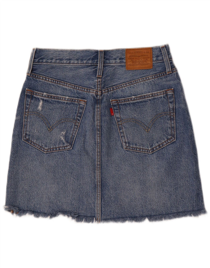 Levi's Jupe en jean vieilli W27 Small Bleu Coton Femme