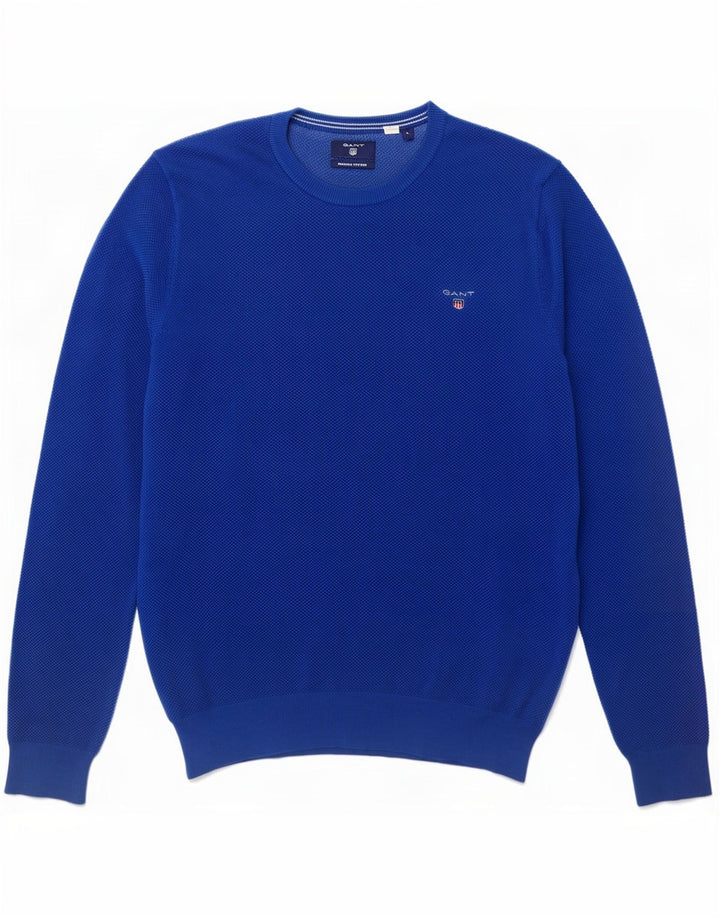 Gant Pull col rond homme grand bleu coton