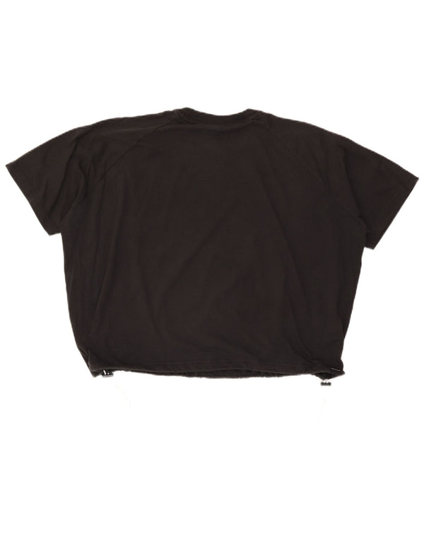 Adidas Womens Crop Oversize Graphic T-Shirt Top UK 10 Petit Coton Noir