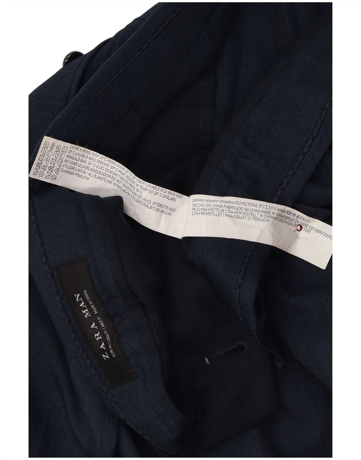 Zara Pantalon de costume slim pour homme EU 40 Medium W31 L32 Bleu marine Polyester