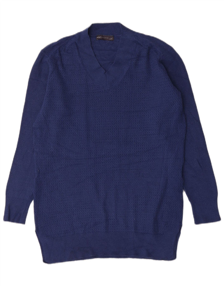 Marks & Spencer Pull Col V Homme Bleu Moyen Viscose