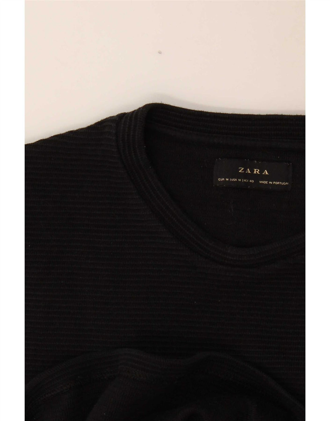 Zara Homme Top Manches Longues Rayé Noir Moyen