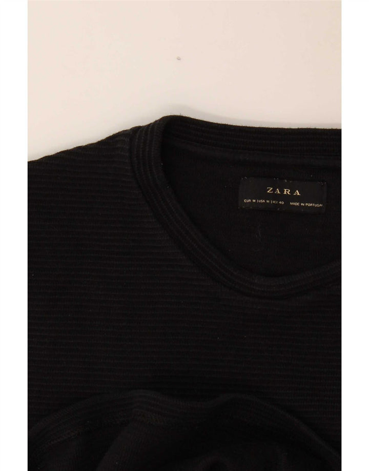 Zara Homme Top Manches Longues Rayé Noir Moyen