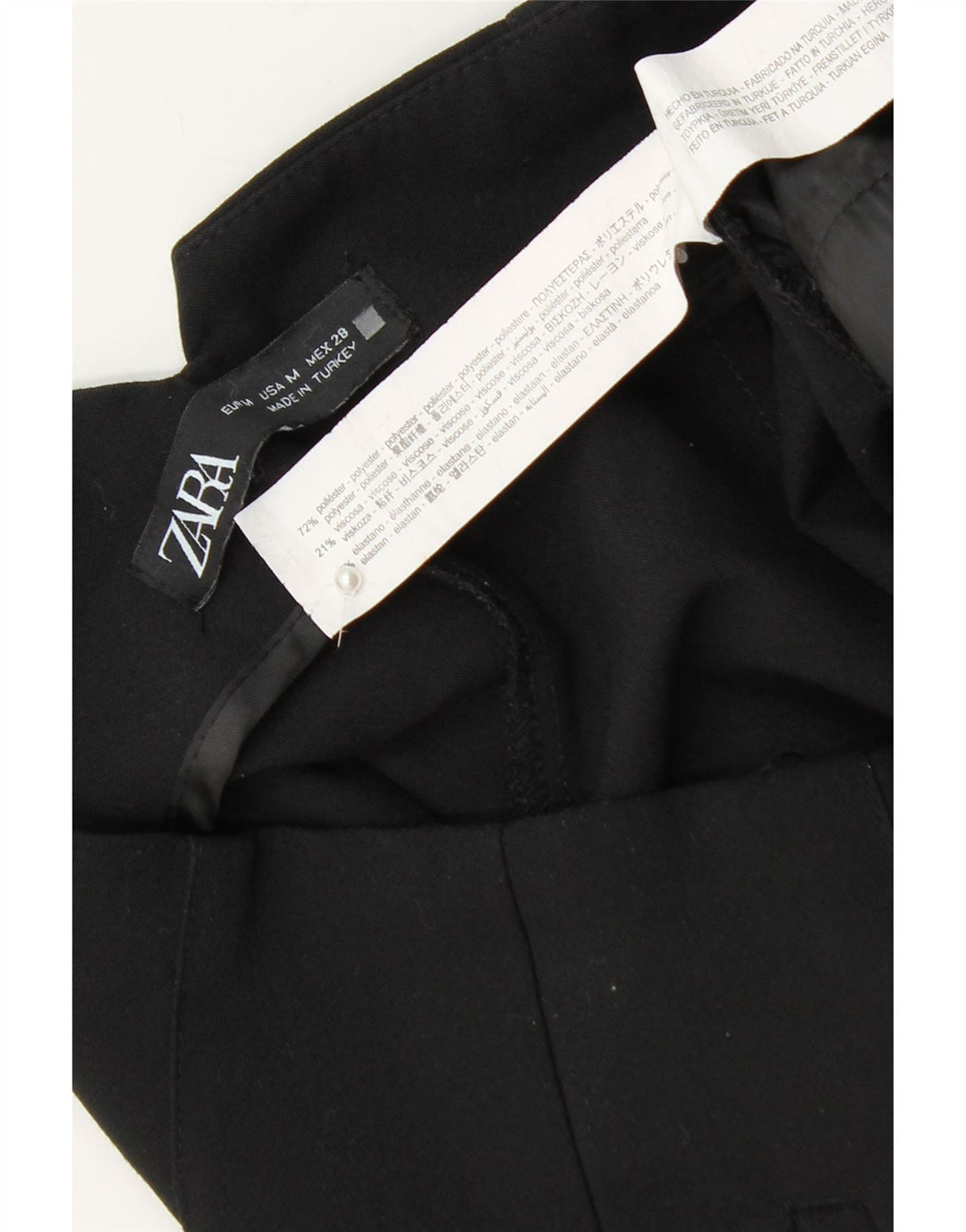 ZARA Pantalon Chino Fuselé Femme Moyen W28 L26 Noir Polyester