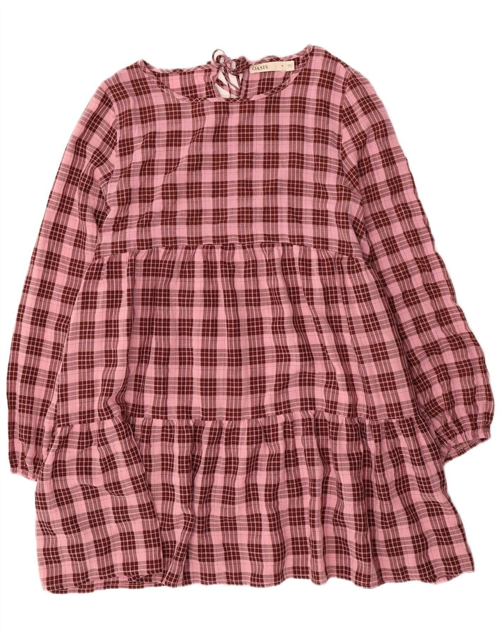 Oasis Robe à manches longues pour femme UK 46 Grand carreaux roses en polyester