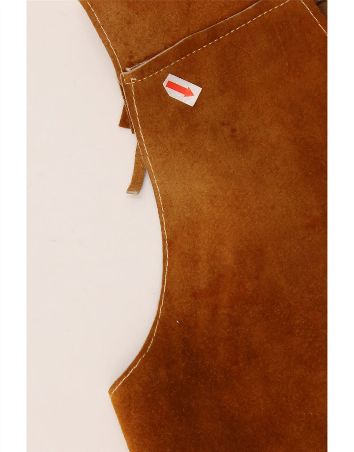 VINTAGE Gilet en daim femme UK 10 Petit Marron