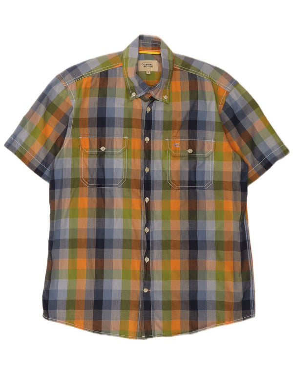 Chemise à Manches Courtes Homme Camel Active Coton à Carreaux Multicolore Moyen