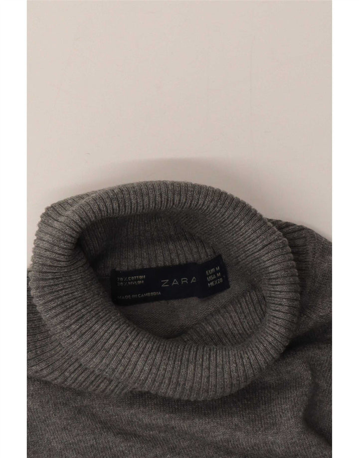 Zara Pull col roulé pour femme UK 14 Gris moyen Coton