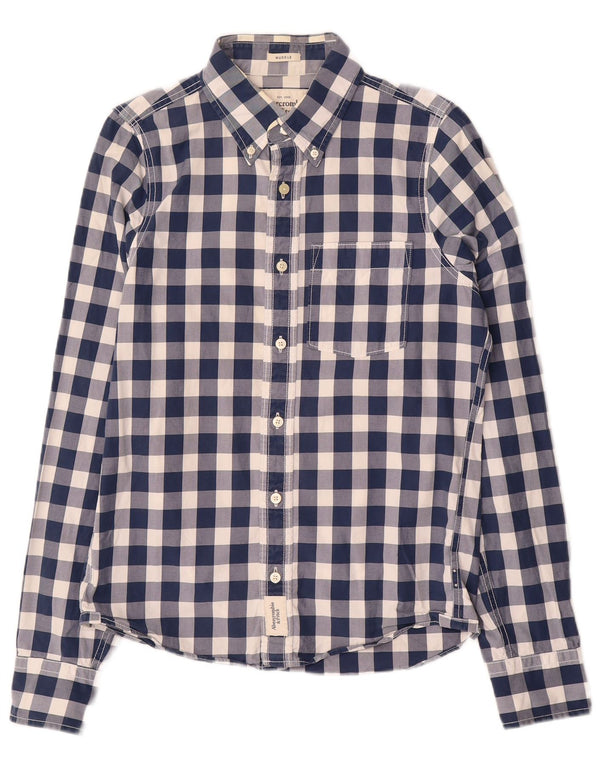 Abercrombie & Fitch Chemise musculaire pour hommes Petit coton vichy bleu marine