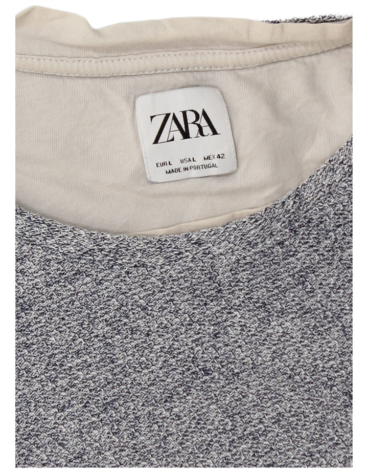 Zara T-Shirt Homme Haut Large Bleu