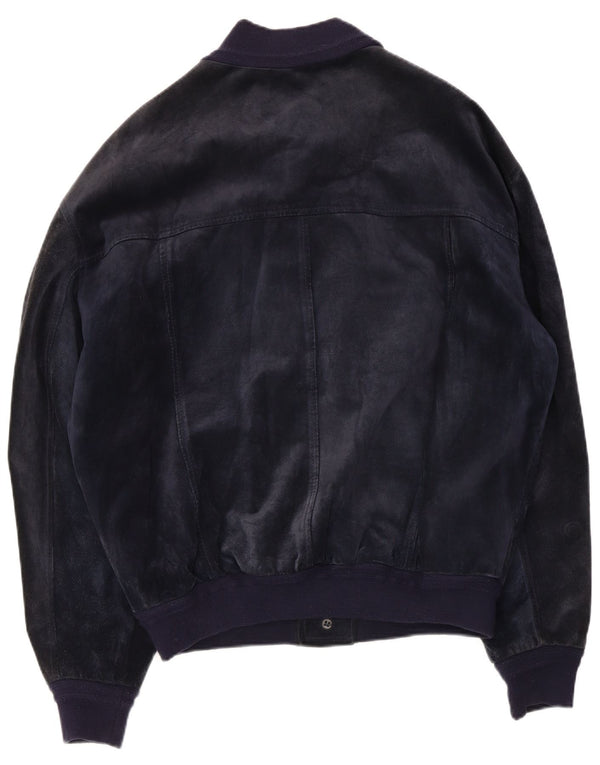 Bayside Veste bomber en daim pour homme UK 40 Grand cuir bleu marine