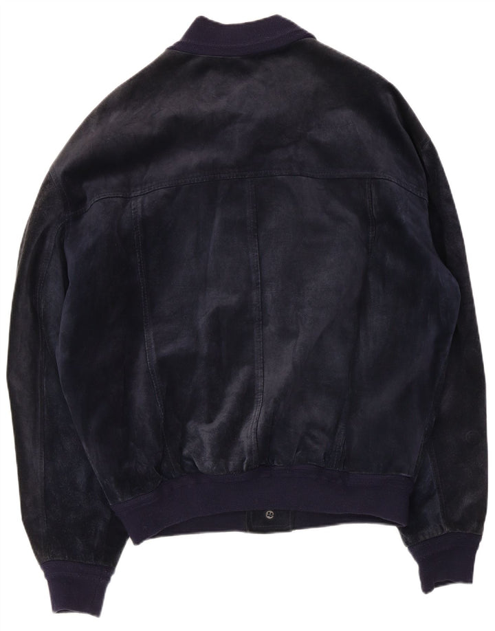 Bayside Veste bomber en daim pour homme UK 40 Grand cuir bleu marine