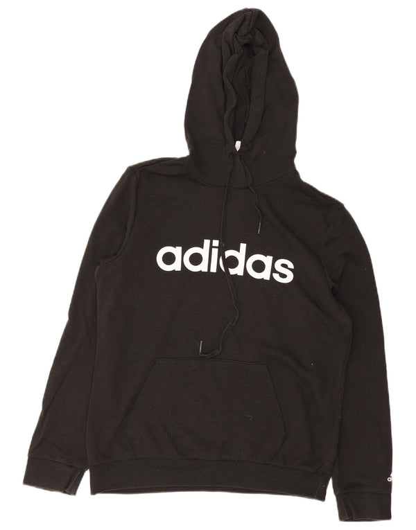 Adidas Pull à capuche graphique pour femme UK 12/14 Coton noir moyen
