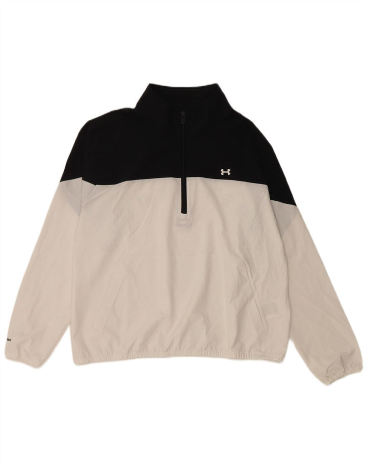UNDER ARMOUR Haut de survêtement pull pour femme UK 16 Large Blanc Colourblock