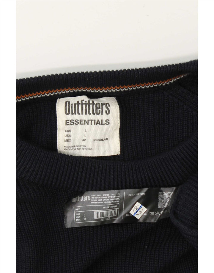 Essentials Pull à col rond pour homme en coton bleu marine Taille L