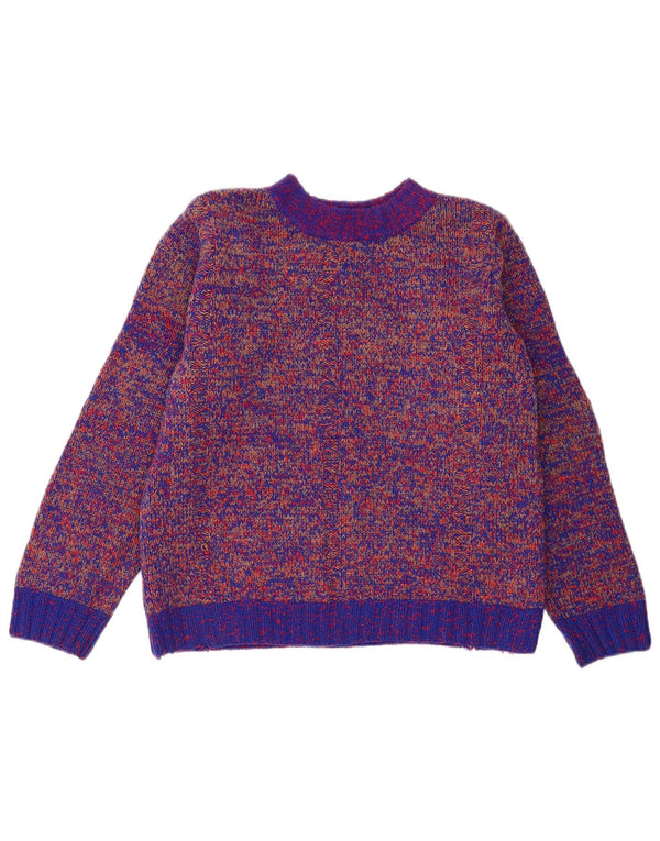 vintage Womens Turtle Neck Jumper Sweater UK 16 Grand Bleu Moucheté