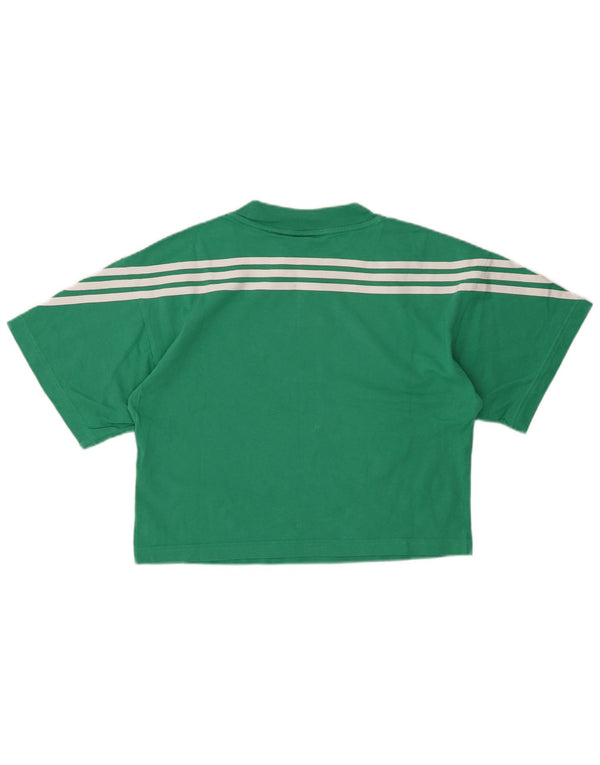 ADIDAS T-shirt court surdimensionné pour femme UK 4/6 XS Vert Coton