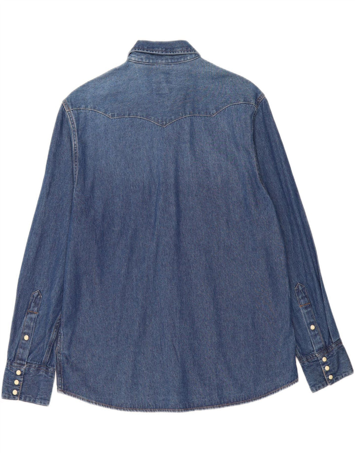 Wrangler Chemise en jean coupe droite pour homme en coton bleu moyen