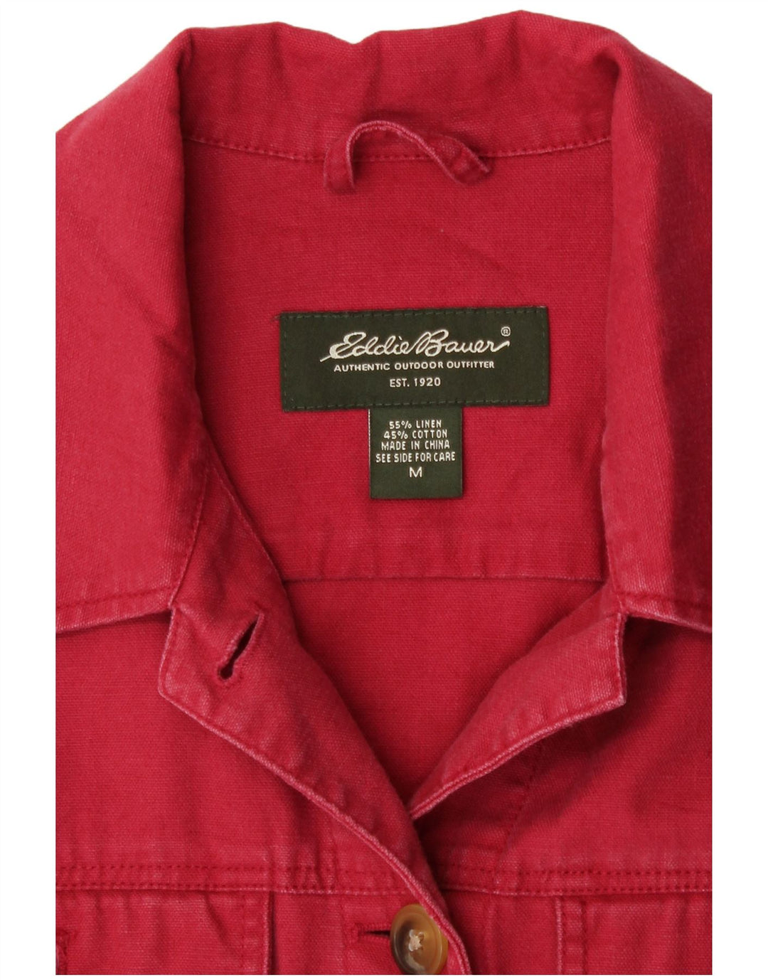 Eddie Bauer Veste Bomber Femme UK 14 Lin Rouge Moyen