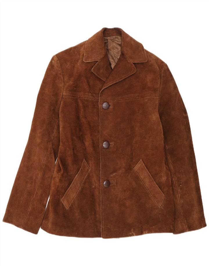 veste en daim homme vintage UK 36 Petit Brun