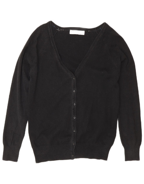 Zara Womens Cardigan Sweater UK 14 Large Noir Coton