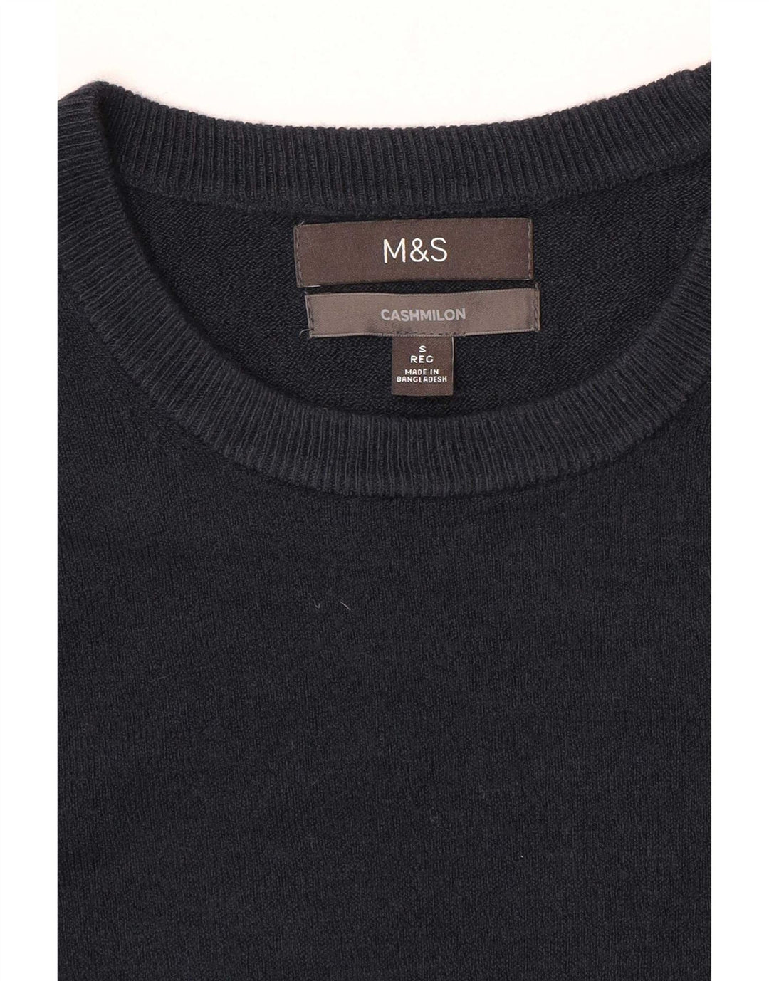 Marks & Spencer Pull à col rond pour homme Petit cachemire bleu marine