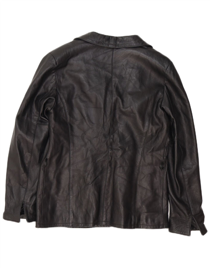 veste en cuir femme vintage IT 52 2XL Noir