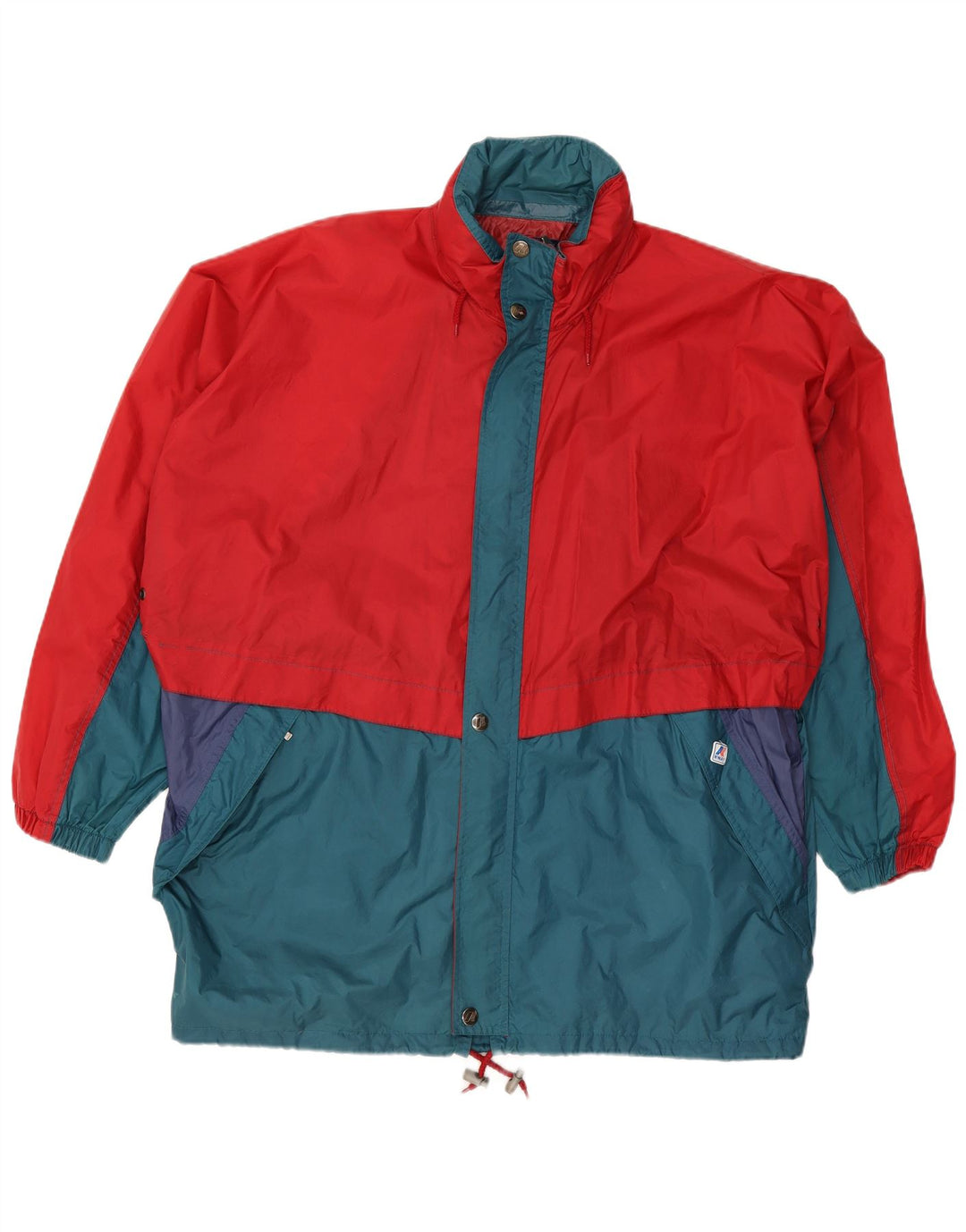 K-WAY Veste de pluie à capuche pour homme UK 42 XL Rouge Colourblock Polyamide